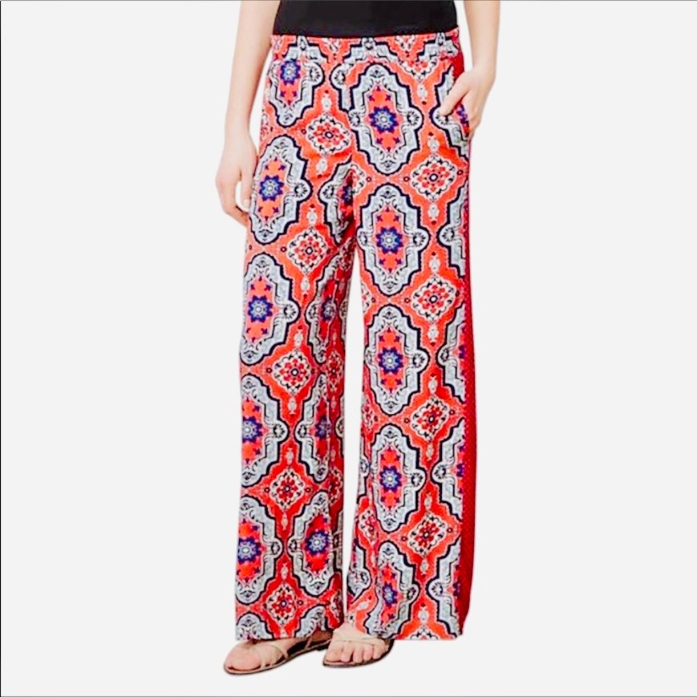 Anthropologie Lilka Red Printed Boho Wide Leg pant
